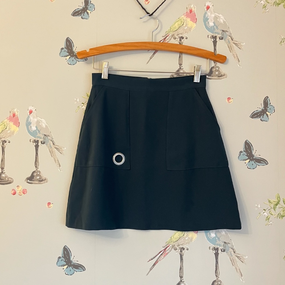 Mod Embellished A-Line Skirt with Pockets